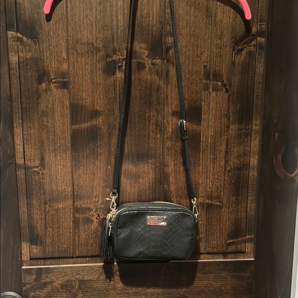 Victoria’s Secret Black Animal Print Crossbody Bag 7”x5”x2.5”